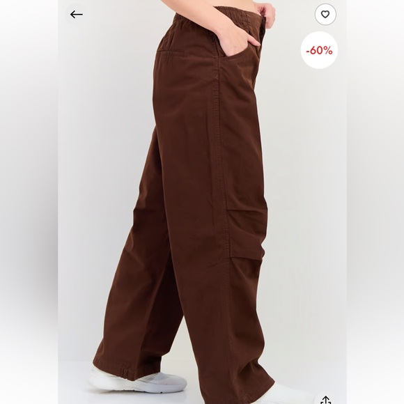 Bershka Pants - Bershka Chocolate Brown Parachute Pants